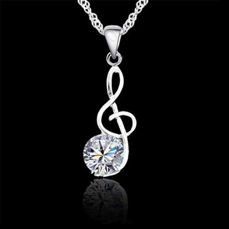 Musical Notes Cubic Zirconia Sets 925 Sterling Silver