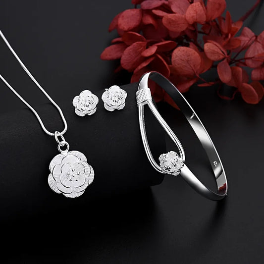 Flower set Necklace, Earrings and Bangle