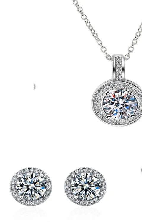 Solitaire Diamond Jewelry set 925 Sterling Silver